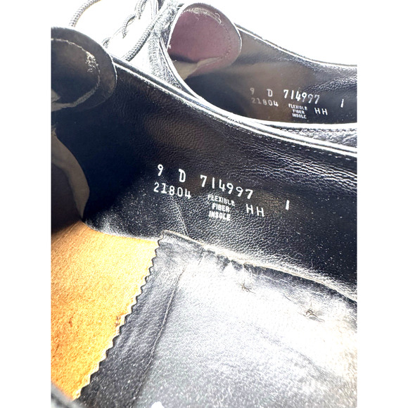 Vtg Florsheim Men’s 9D Black Leather Cap Toe Oxford Dress Vibram Flaws main image 5
